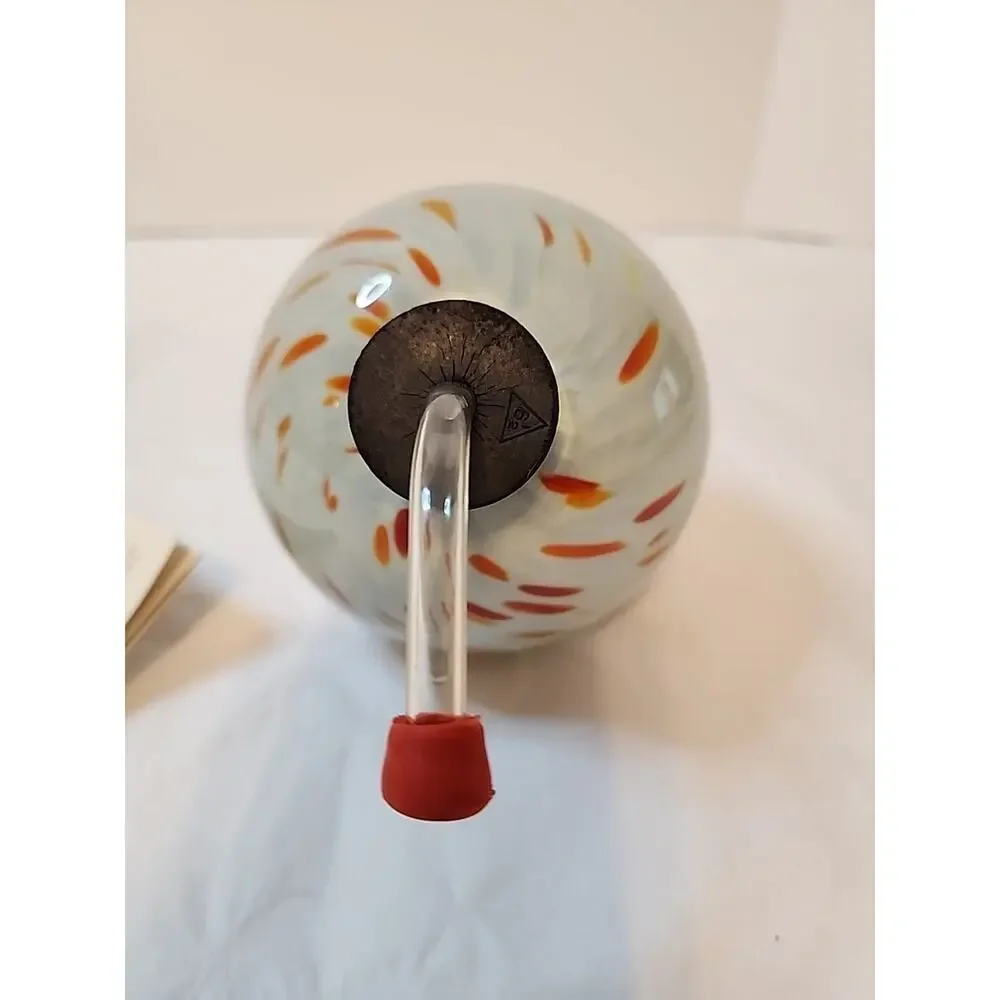 Hand Blown Parasol Recycled Glass Hummingbird Feeder Mini Droplet Aqua Swirl